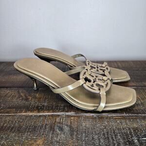 Tory Burch Miller Bombe Low Heel Womens Size 8 Sandals Flip Flops Brown
